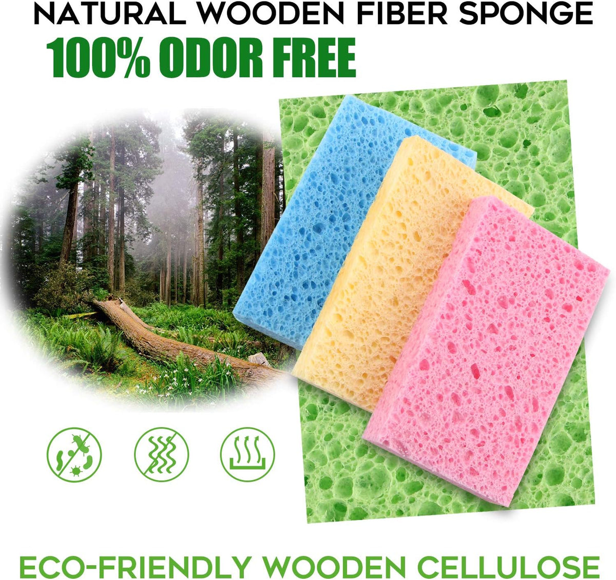 Compressed Cellulose Kitchen Sponges 12Pack，Non-Scratch Biodegradable Natural Colorful Sponge Scrub for Dishes Cleaning,Funny DIY Sponge for Kids