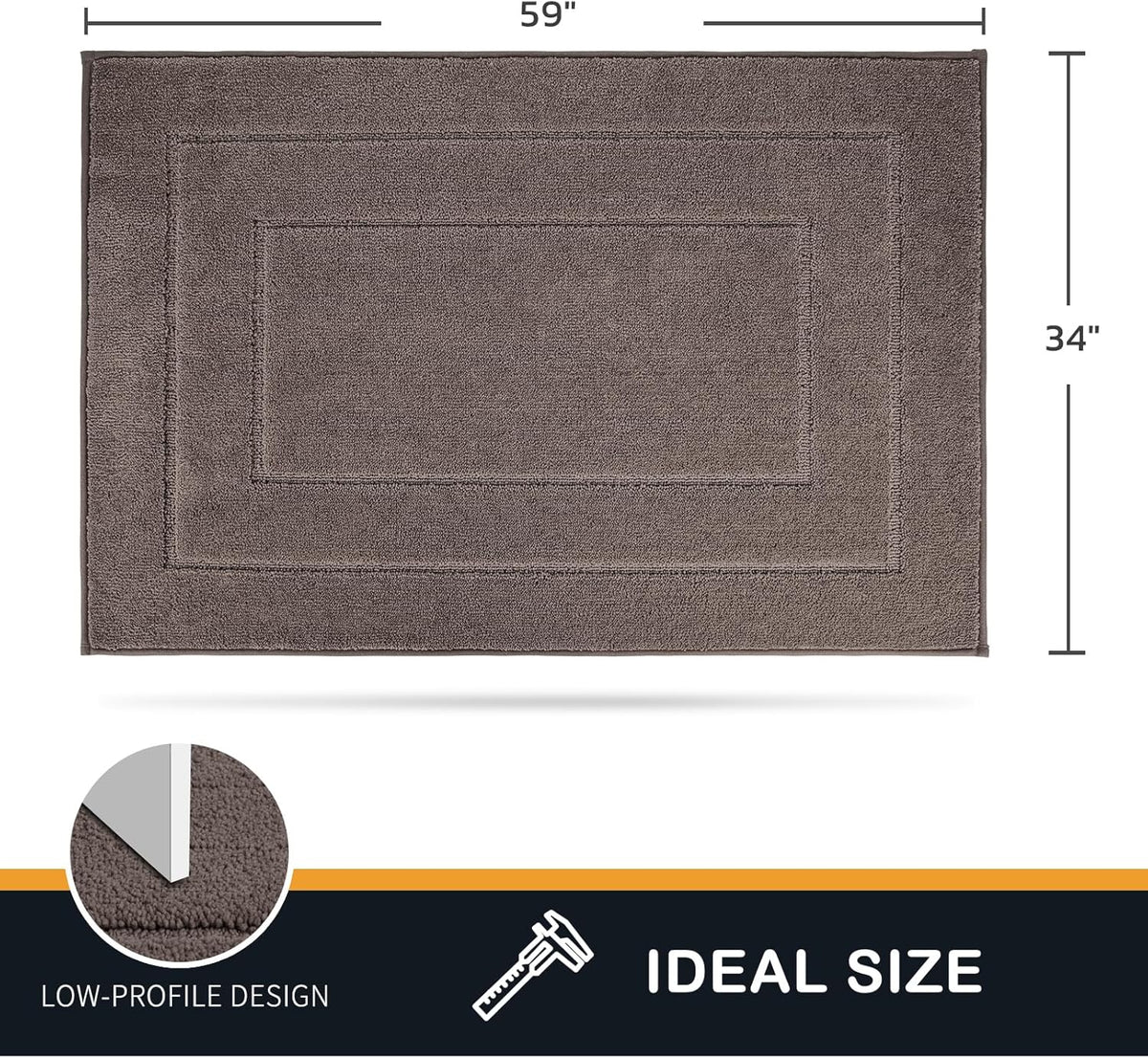 PURRUGS Dirt Trapping Door Mat 34" x 59", Non-Slip/Skid Machine Washable Entryway Area Rug, Dog Doormat, Super Absorbent Welcome Mat for Muddy Wet Shoes and Paws, Grayish Brown