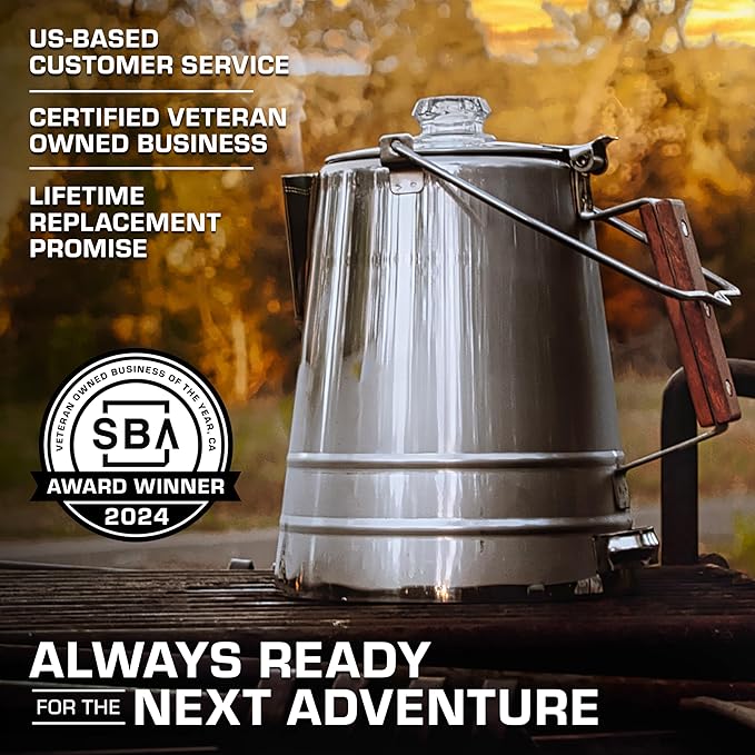 COLETTI Butte Coffee Percolator Camping — Percolator Coffee Pot, NO Aluminum or Plastic [14 Cup]