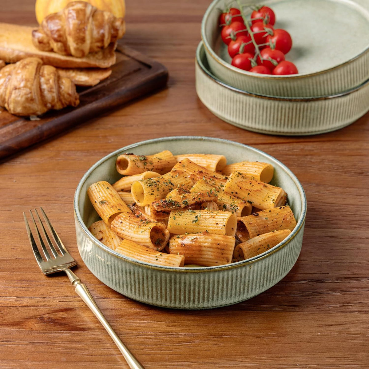GBHOME 7.5'' Stoneware Pasta Bowls, Serving Bowls Set of 6 for Kitchen, Double Reactive Glaze Bowls for Fruit,Pasta,Salad,Oatmeal,Meal, Microwave Safe (6 pcs)