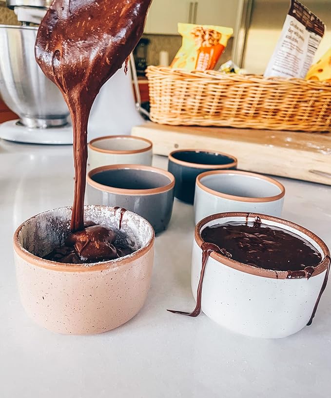 Mora Ceramic Ramekins - 4oz, Set of 6 - Small Oven Safe Baking Dishes/Cups - For Personal Pudding, Creme Brulee, Souffle, Serving Dip, Custard, Ice Cream - Single Mini Bowls - Assorted Neutrals