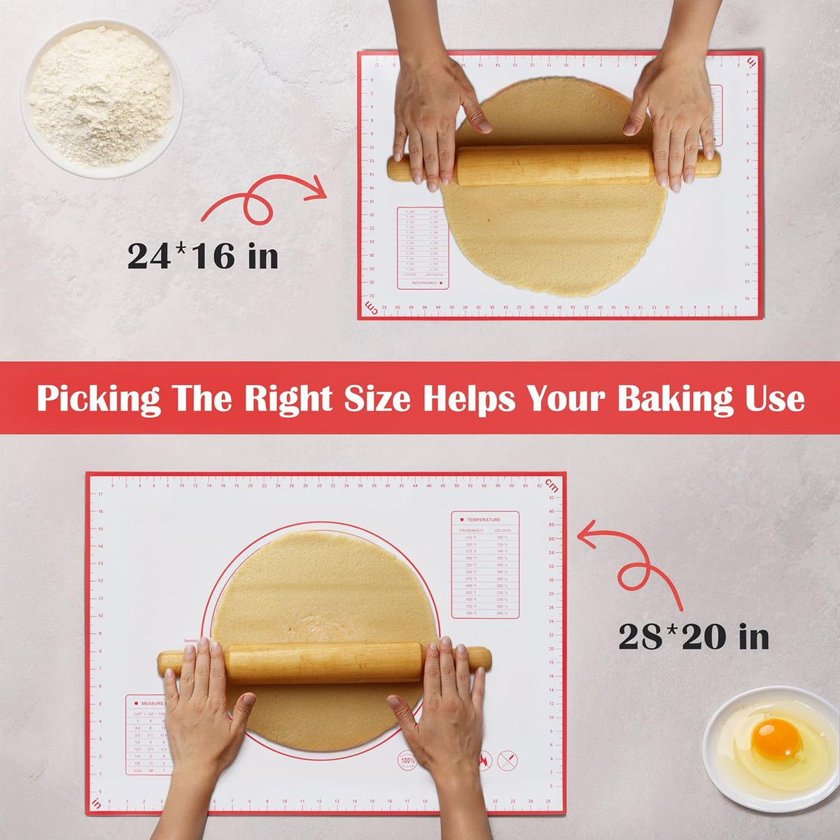 BlueBark 1 PCS - 24"L x 16"W Non-stick Silicone Baking Mat for Pastry & Dough, Sourdough Bread Making Tools, Kitchen Counter, Cooking Enthusiasts