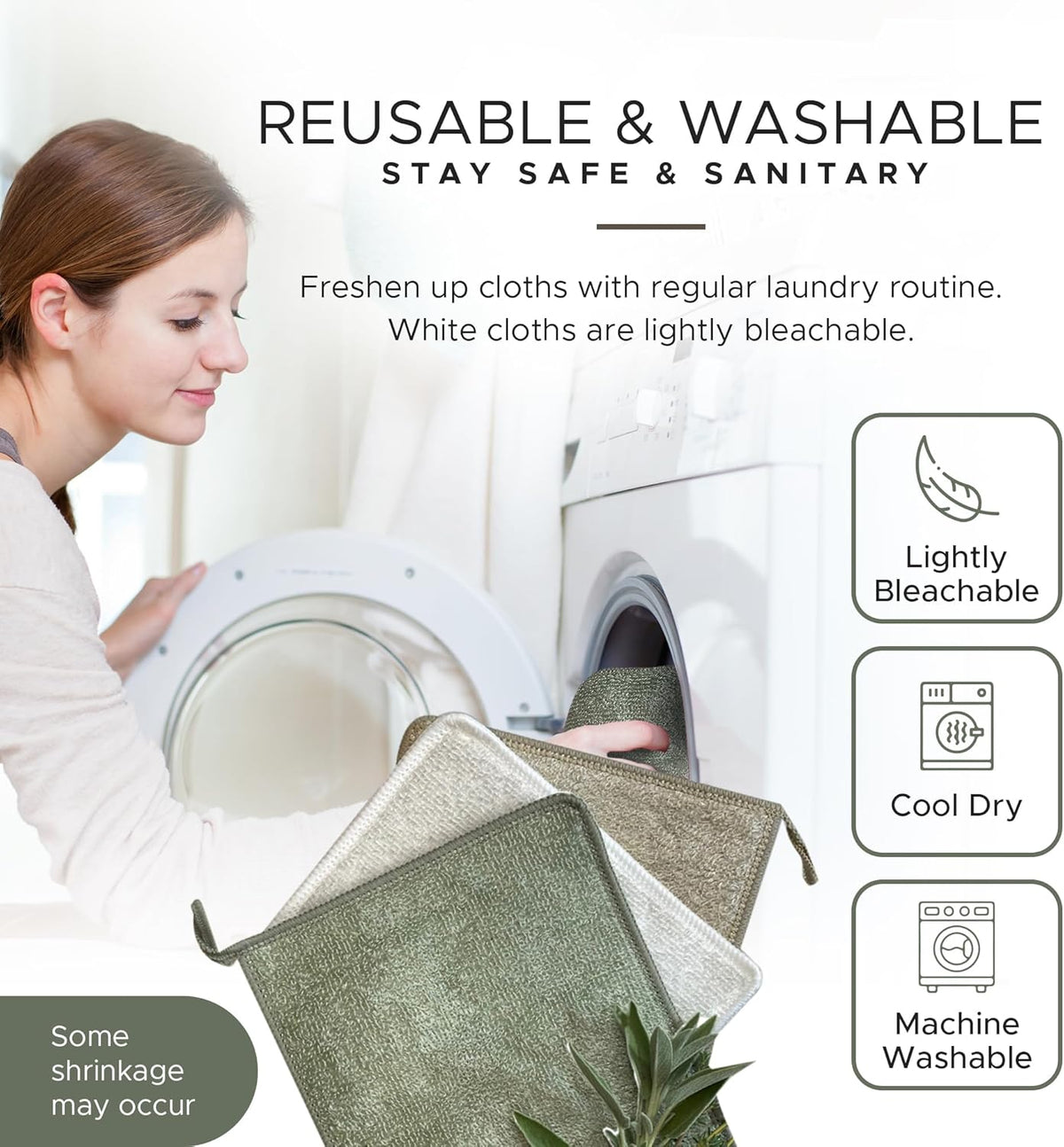 Whiffkitch Dishcloths & Cleaning Cloths - Drying, Durable, Absorbent Washcloths, Non-Scratch, Hygienic, Multi-Surface Cleaning, 6x7 Inches Solid Color, 6 Pack