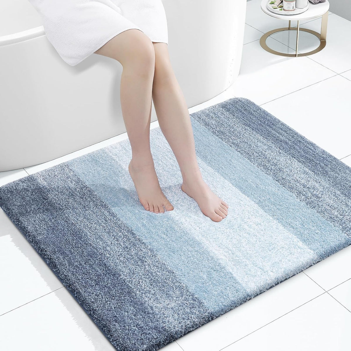 OLANLY Bathroom Rugs Mat 40x32, Extra Soft Absorbent Microfiber Bath Rugs, Rubber Backing, Quick Dry, Machine Washable Bath Mats for Bathroom Floor, Tub and Shower, Home Decor Accessories, Blue