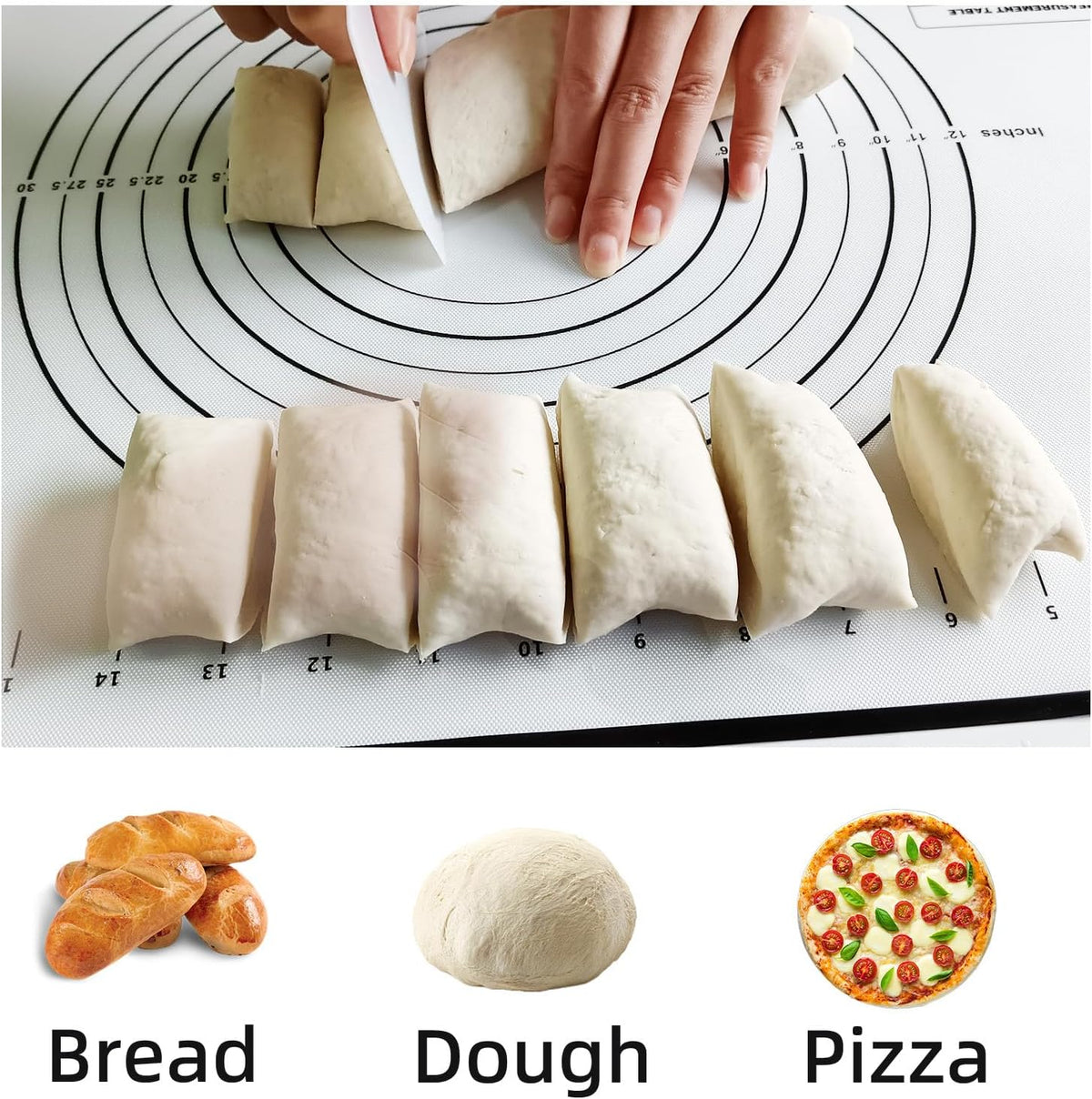 Dough Mat Silicone Baking Mats for Rolling Pastry,Kneading Sheet Sourdough Bread Baking Supplies Black 24x16"