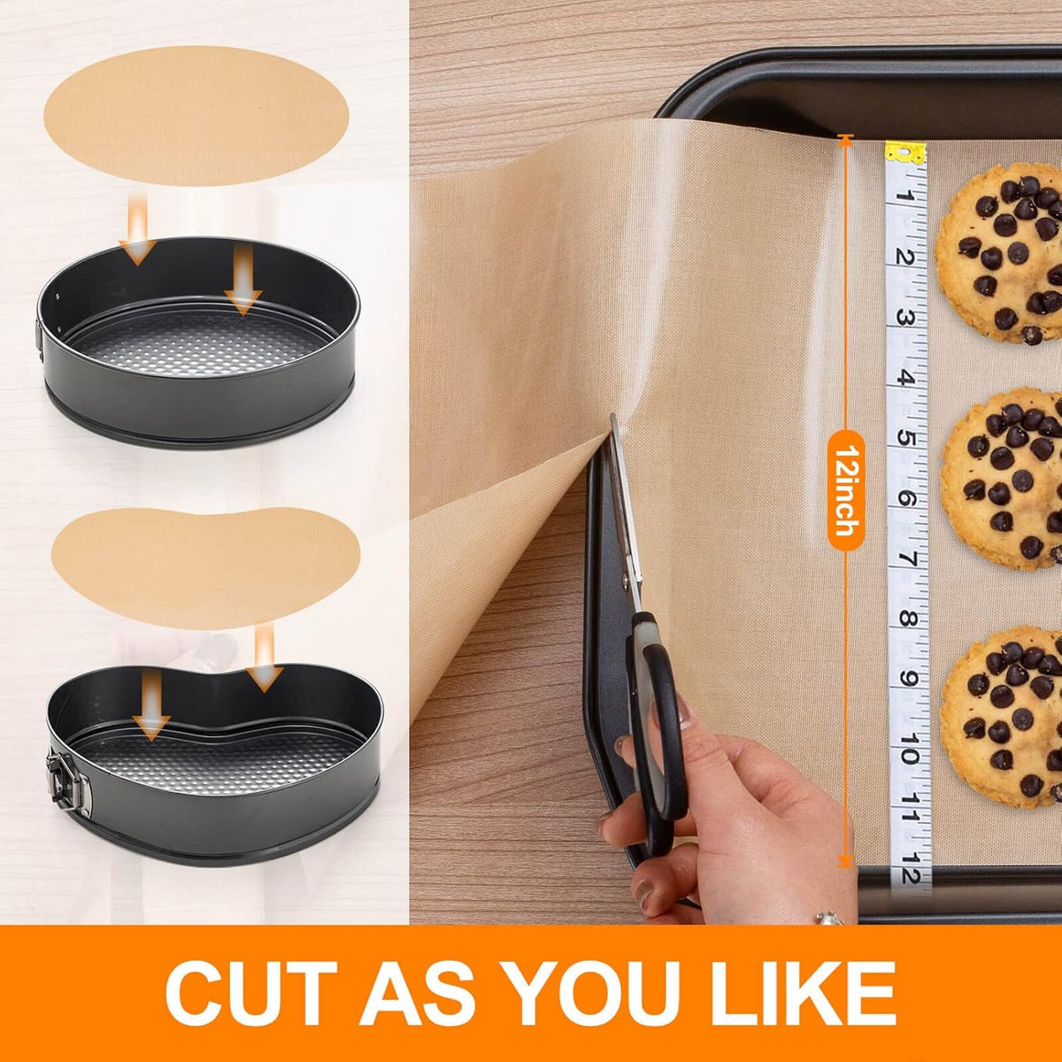 Silicone Baking Mat Roll -12IN x 10FT Non Stick Heat Resistant Food Grade Baking Mats, No Slip Reusable Freeze Dryer Mat,Pastry Mat,Countertop Protector Mat, Washable Oil-Proof Refrigerator Liners