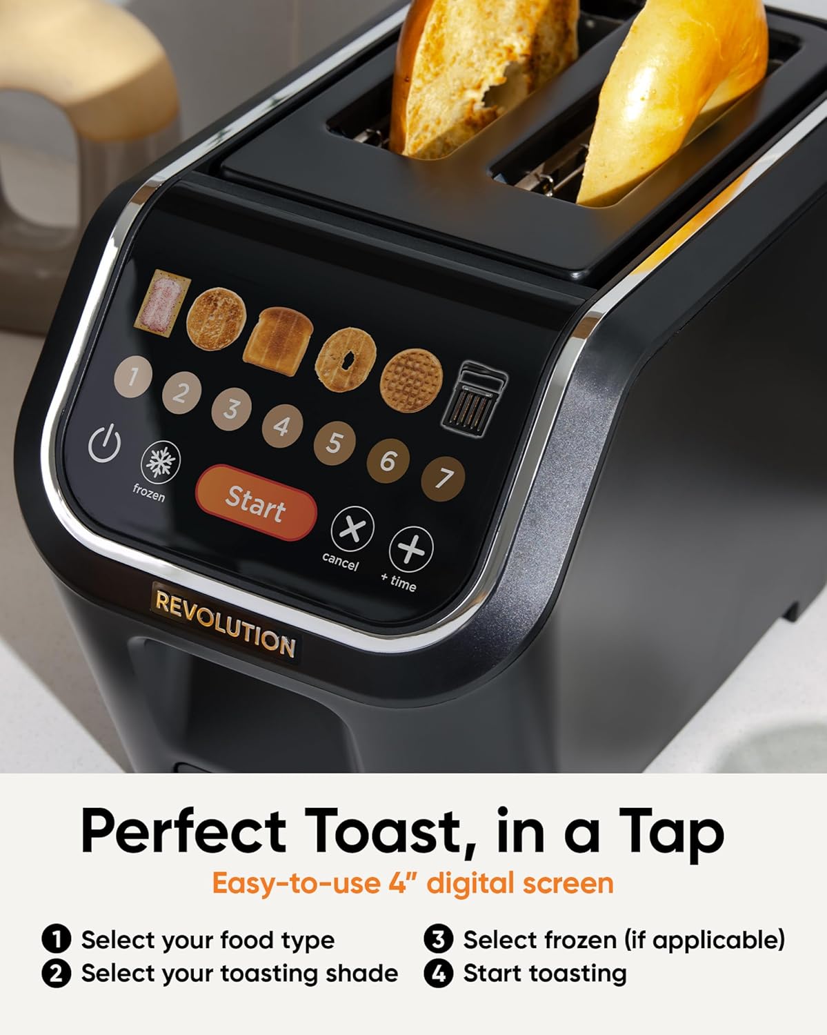Revolution R90 Digital Toaster – 2-Slice High-Speed Toaster with Patented InstaGLO 2.0 Technology – Toast Bread, Bagels, Waffles, Muffins, Tortillas, Pastries – Matte Black