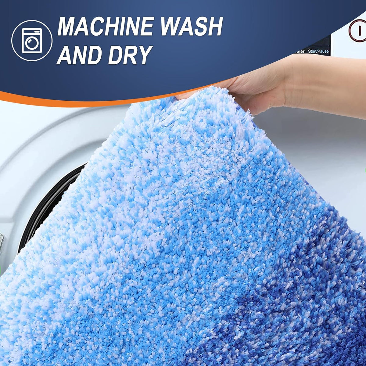 OLANLY Bathroom Runner Rugs 70x24, Extra Soft Absorbent Microfiber Bath Rugs, Rubber Backing, Quick Dry, Washable Bath Mats for Bathroom Floor, Tub and Shower, Home Decor Accessories, Light Royal Blue