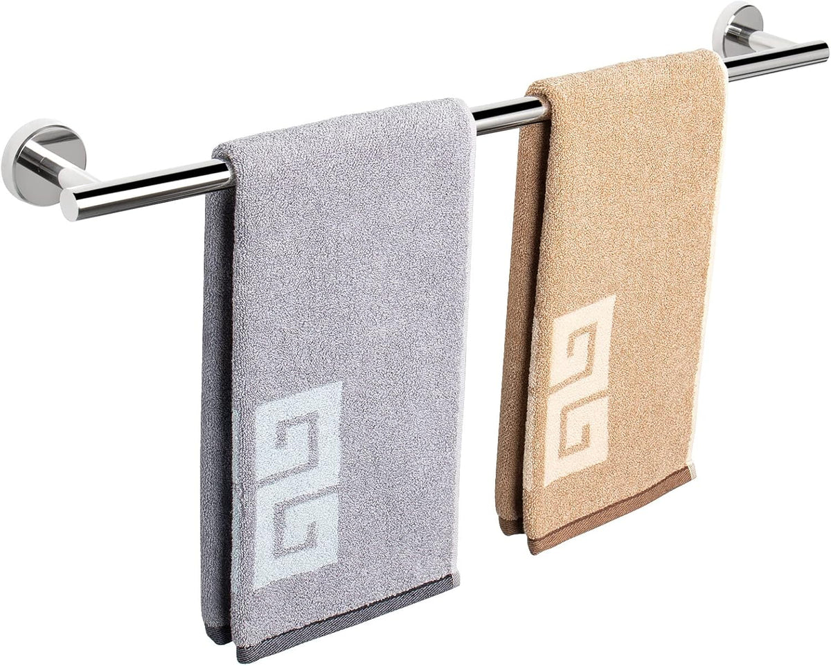 NearMoon Bath Towel Bar, Bath Accessories Thicken Stainless Steel Shower Towel Rack for Bathroom, Towel Holder Wall Mounted (1 Pack, Chrome Finish, 26 Inch)
