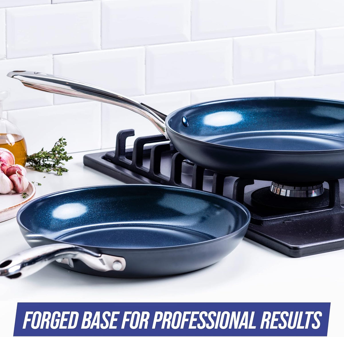 Blue Diamond Cookware Hard Anodized Ceramic Nonstick, 10" and 12" Frying Pan Skillet Set, PFAS-Free, Dishwasher Safe, Oven Safe, Grey