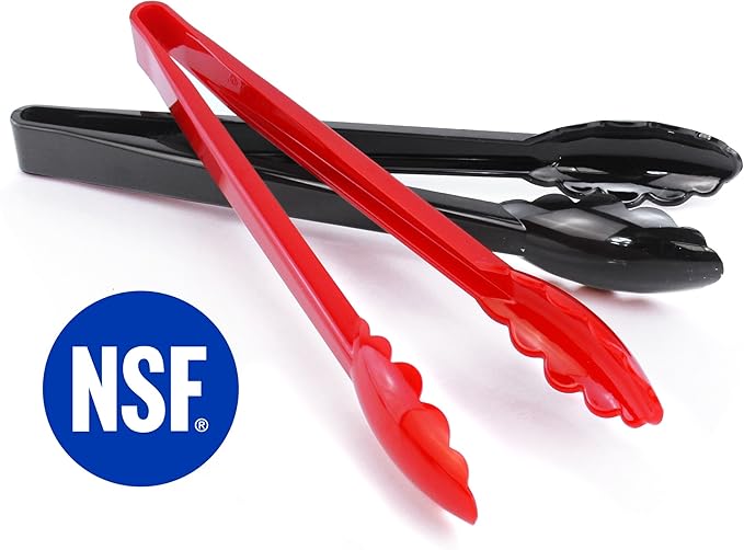 New Star Foodservice 35520 Utility Tong, High Heat Plastic, Scalloped, 12 inch, Set of 12, Clear