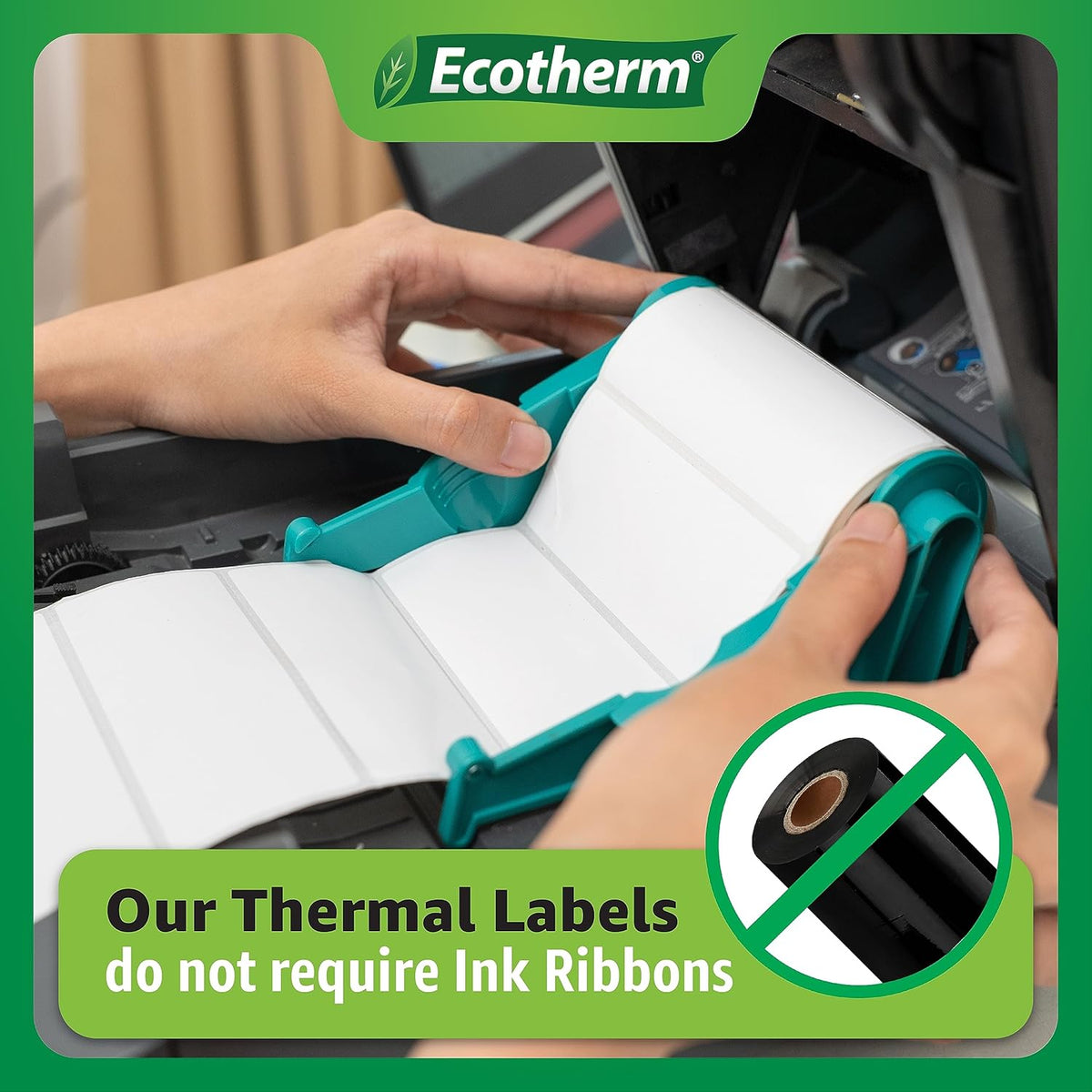 3" x 1" Thermal Labels | 6 Rolls | 15000 Labels | fits Zebra, Munbyn, Rollo, Godex, Arkscan, iDPRT, Offnova Thermal Label Printers and More | Blank White Adhesive Stickers by Ecotherm