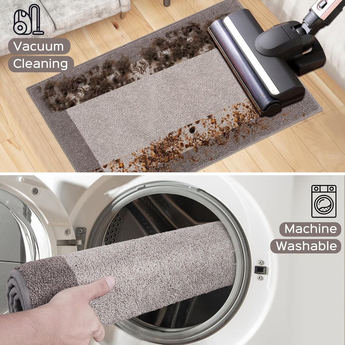Machine Washable Kitchen Rug 24" x 70", Non Slip Kitchen Mat for Floor, Absorbent Entrance Runner Rug for Bedroom, Hallway, Bathroom, Door (Roll Packing)