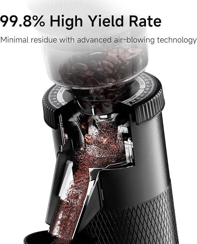 HIBREW G5 Single-Dose Espresso Grinder with Conical Burr, Magnetic Dosing Cup, Metal Housing, Dual-Speed Adjustment, 36-Step Micro Grind Settings - for Espresso Moka Pots & Drip Coffee (Graphite)