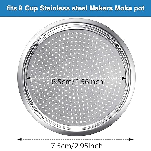 Moka Express Replacement Funnel Kit, 3 Packs Gasket Seals, 1 Stainless Steel Funnel with 1 Pack Stainless Filter (9-Cup)