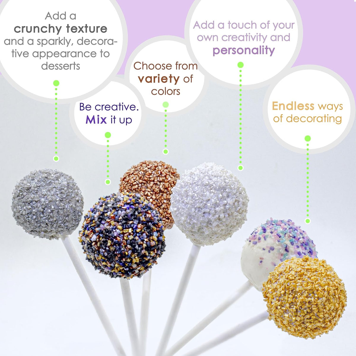 Bakerpan Pearlized Sugar Sprinkles for Baking - 5 Ounce - Sparkling Gold Decorating Sugar Crystals for Cookies, Cake Pops, Ice Cream (Made in USA)