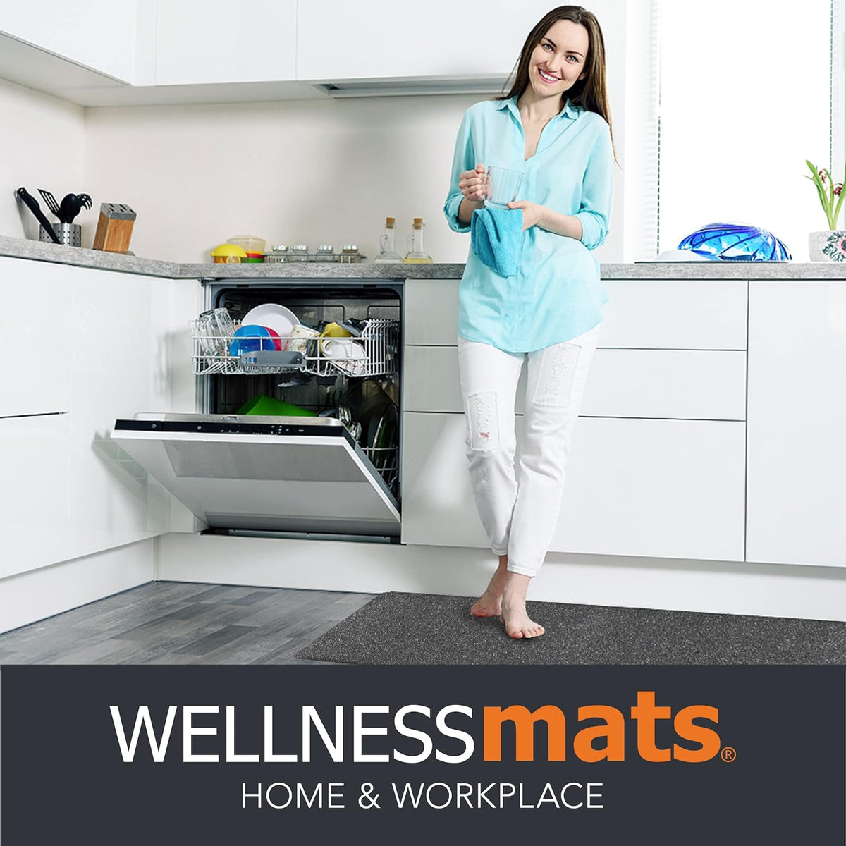 WellnessMats Granite Collection Anti-Fatigue Floor Mat, Polyurethane – Ergonomic Support Pad for Home, Kitchen, Garage, Office Standing Desk – Water Resistant - Made in USA