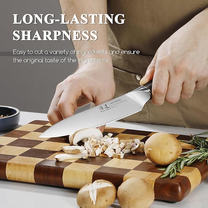 SHANGDAO Utility Knife, 6 Inch Small Kitchen Chef Knife, Ultra Sharp 3 Layers VG10 Alloy Steel, Multipurpose Paring Knife for Fruit and Vegetable Cutting with Wooden Handle, Gift Box