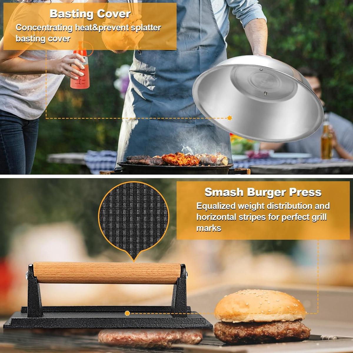 Griddle Accessories Kit, 28 PCS Flat Top Grill Accessories for Blackstone and Camp Chef, Metal Spatula Set with Burger Press, Melting Dome, Tongs, Scraper, Carry Bag for Outdoor Grilling BBQ