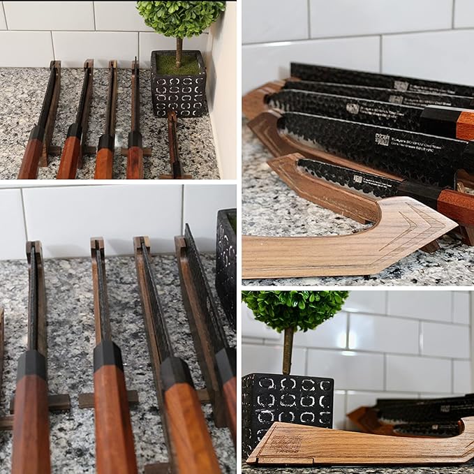 FINDKING Walnut Knife Edge Guard, Wooden Magnetic Knife Sleeve for Counter, Drawer, Knife Bag, Light, Portable Blade Sheath Cover, Suitable for 10.5" Japanese Kitchen Knife (Knife Not Included)