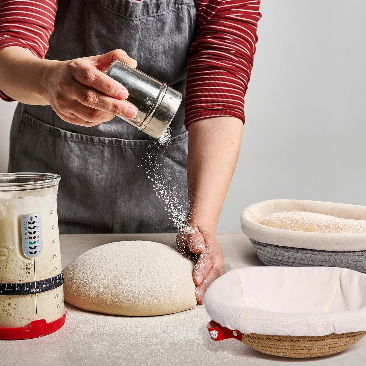 Cotton Rope Banneton Bread Proofing Basket Set, Oval & Round Bread Baskets with Liners & Covers for Artisan Bread Baking, Sourdough Bread Baking Supplies