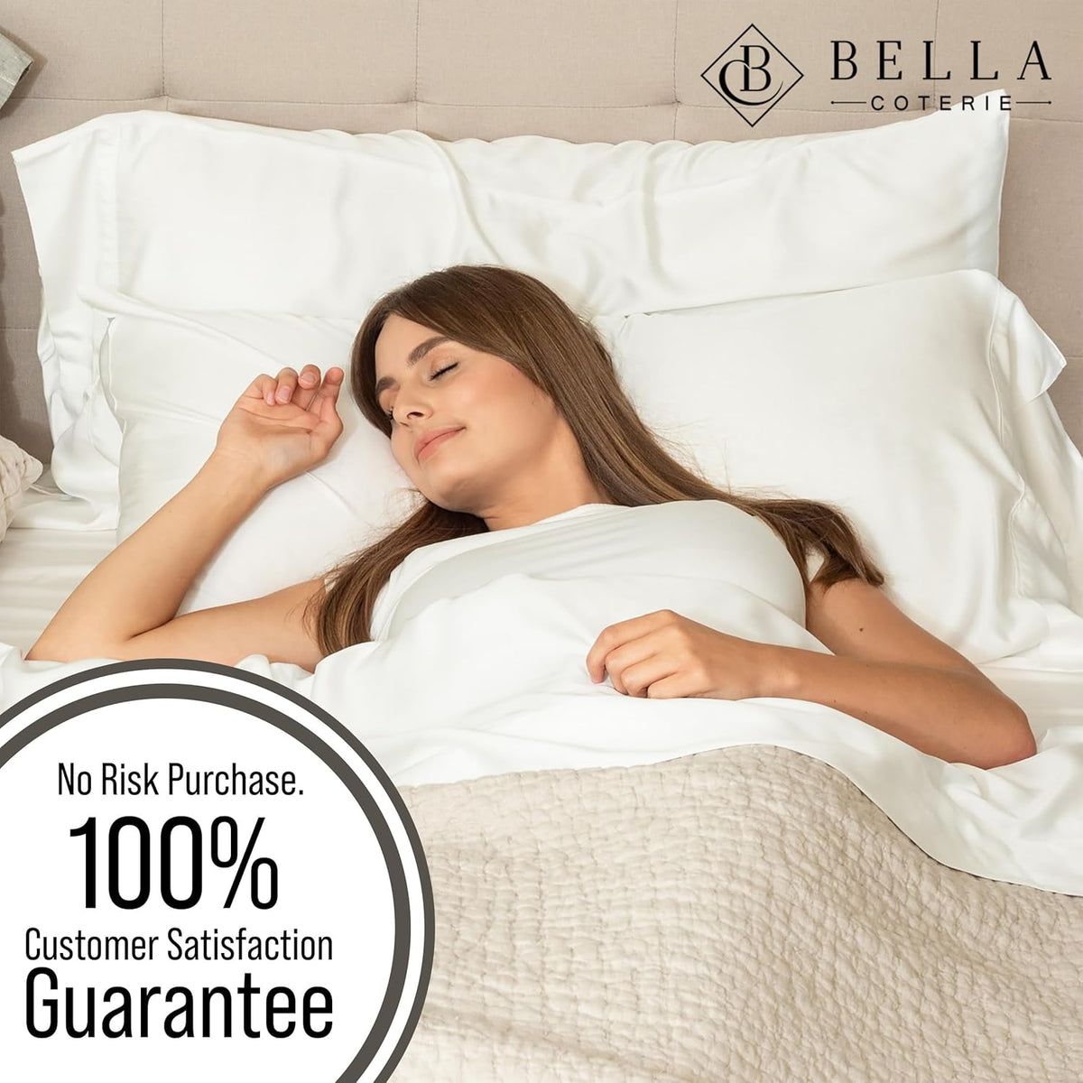 Bella Coterie Luxury Bamboo Viscose Split King Size Sheet Set | 100% Organically Grown | Ultra Soft | Cooling for Hot Sleepers | 18" Deep Pocket [White]