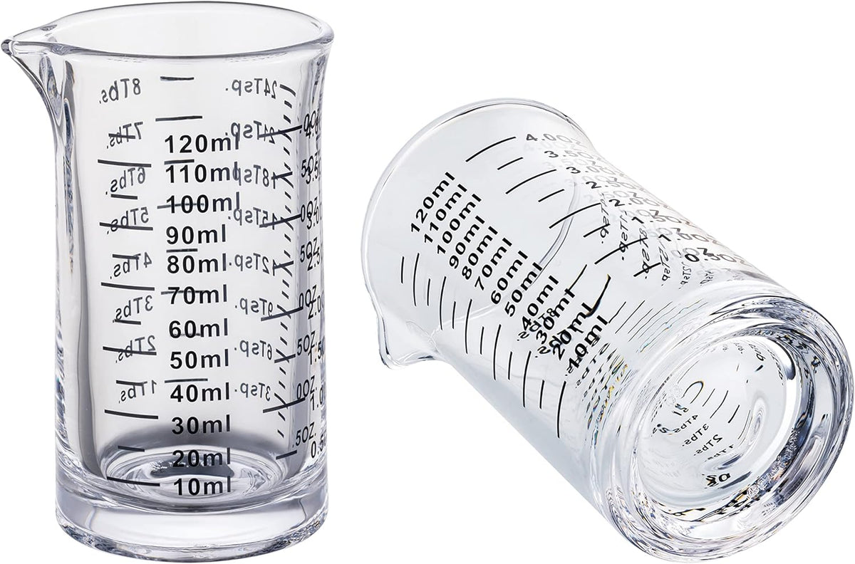Ackers 4 Oz Glass Measuring Cup,Borosilicate Shot Glass with V-Shaped Spout-Black Line