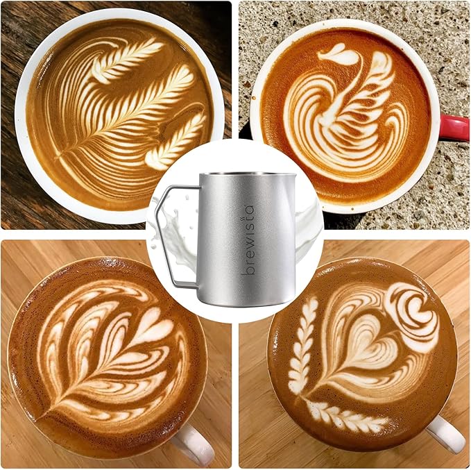 Brewista Precision Milk Frothing Pitcher, Steaming Jug, Coffee, Espresso Machine Accessories for Barista, Latte Art, Cappuccino, Stainless Steel Cup, 24 oz/720 ml, Silver