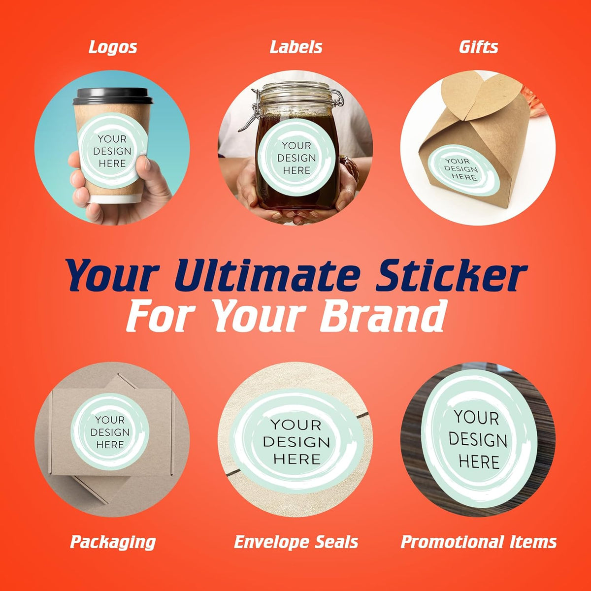 100 Custom Vinyl Stickers - Upload Your own Image, Text, Design, Logo - Personalized Logo Labels for Handmade, Packaging, Bottle, Jars, Candle, Brand Stickers (Mint, 6x6)