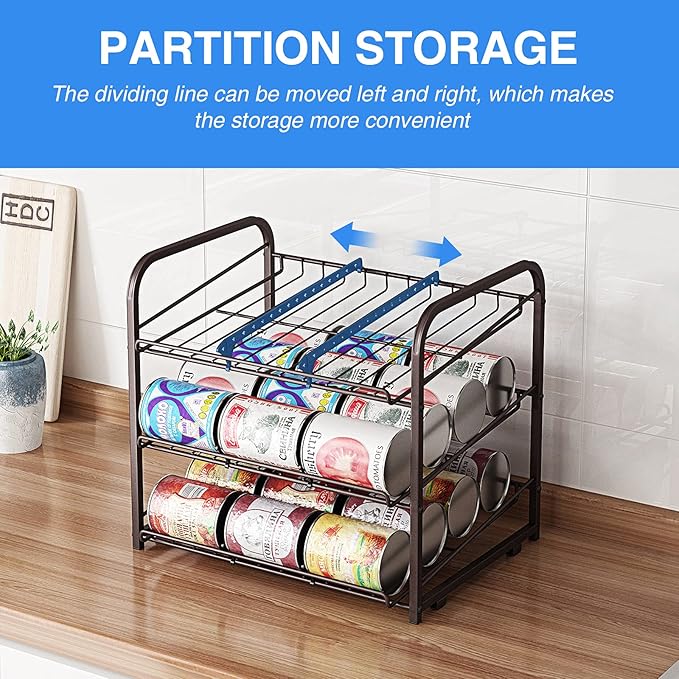 AIYAKA 3 Tier Stackable Can Rack Organizer,for food storage,kitchen cabinets or countertops,Storage for 36 cans,Bronze