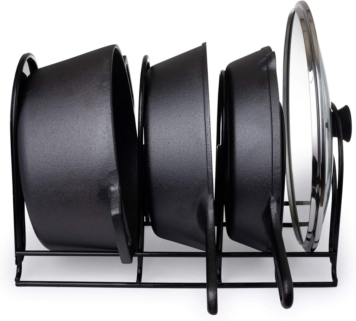 Cuisinel Heavy Duty Pots and Pans Organizer - Extra Large 5-Tier Rack - Holds Cast Iron Skillets, Dutch Oven - Durable Construction - Space Saving Kitchen Storage - No Assembly Required - Black 15.4"