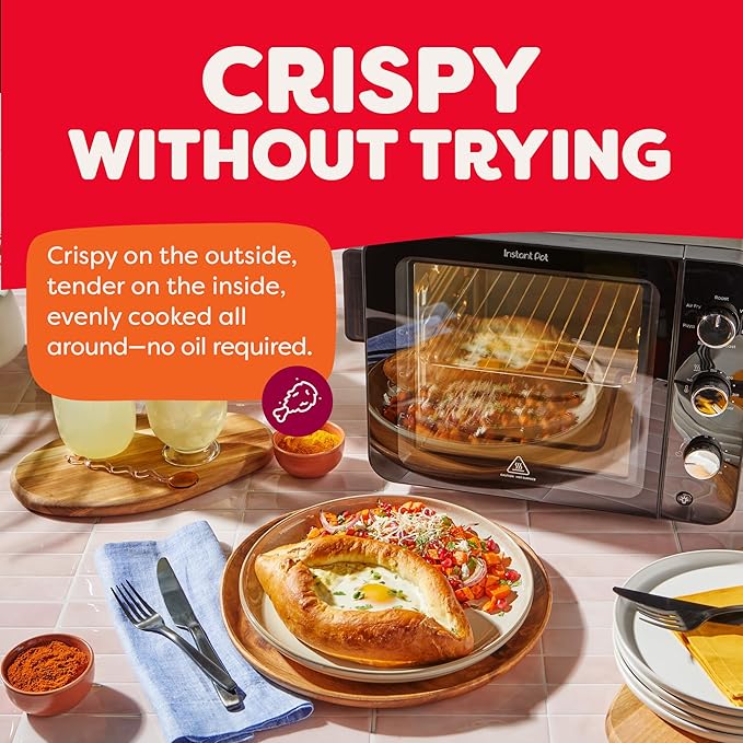 Instant Pot No Preheat Required* 4-Slice Air Fryer Toaster Oven with InstantHeat Technology, 7-in-1, Air Fry, Bake, Toast, Roast, Broil, Warm, and Make Pizza
