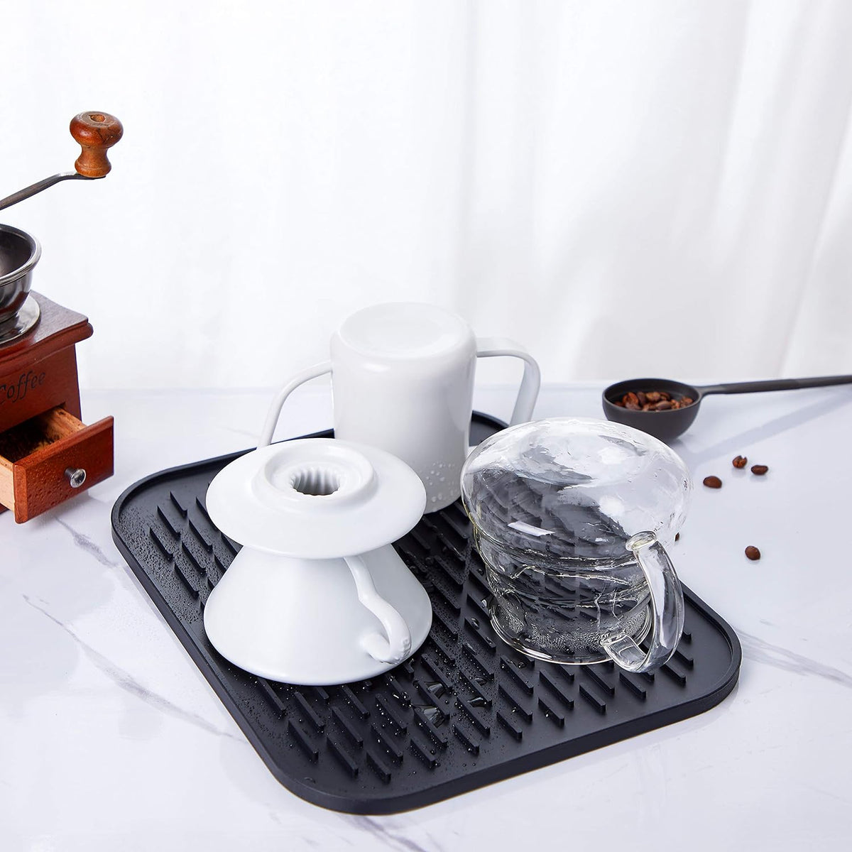 IBanana Necery Drying Mat for Pour Over Coffee Maker Set Bar Service Spill Mat Heat Resistant Silicon Mats Counter Top Dryer Pad Food Gr