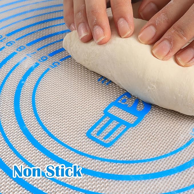 Nonstick Silicone Pastry Baking Mat Large with Measurements 16''By 24'' for Silicone Baking Mat, Counter Mat, Dough Rolling Mat/Pie Crust Mat By Folksy Super Kitchen(16×24, Blue)