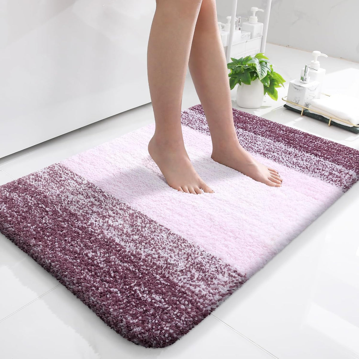 OLANLY Bathroom Rugs Mat 36x24, Extra Soft Absorbent Microfiber Bath Rugs, Rubber Backing, Quick Dry, Machine Washable Bath Mats for Bathroom Floor, Tub and Shower, Home Decor Accessories, Mauve