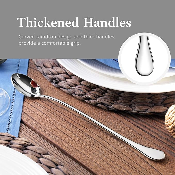 Artaste Rain 18/10 Stainless Steel (Silver (Set of 6), Iced Tea Spoons (9.5-Inch))
