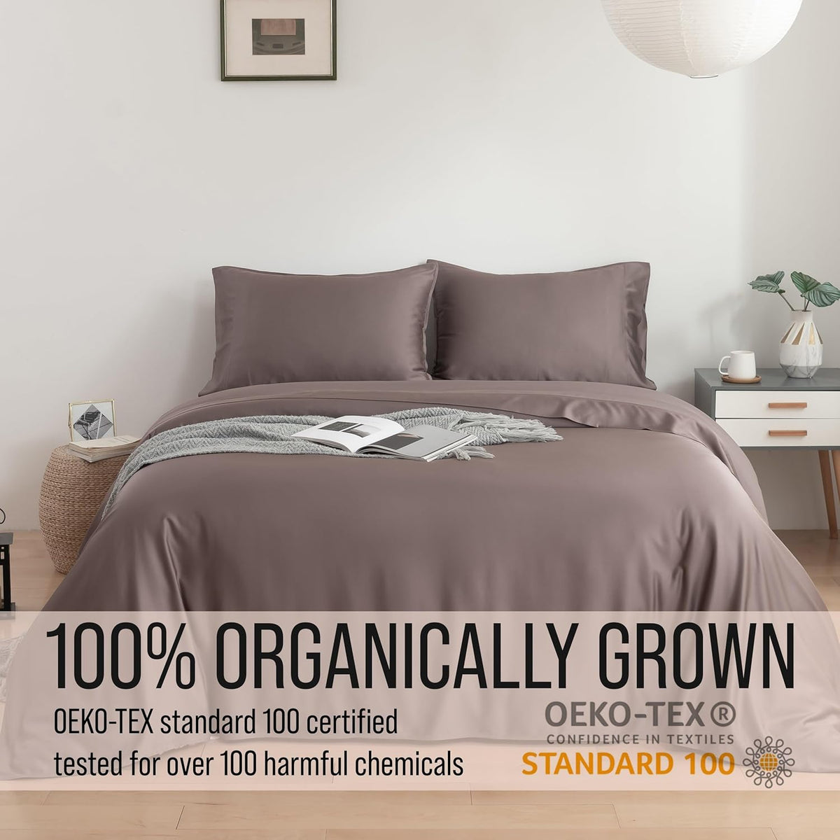 Bella Coterie Luxury Bamboo Viscose Twin XL Size Sheet Set | 100% Organically Grown | Ultra Soft | Cooling for Hot Sleepers | 18" Deep Pocket [Mocha]