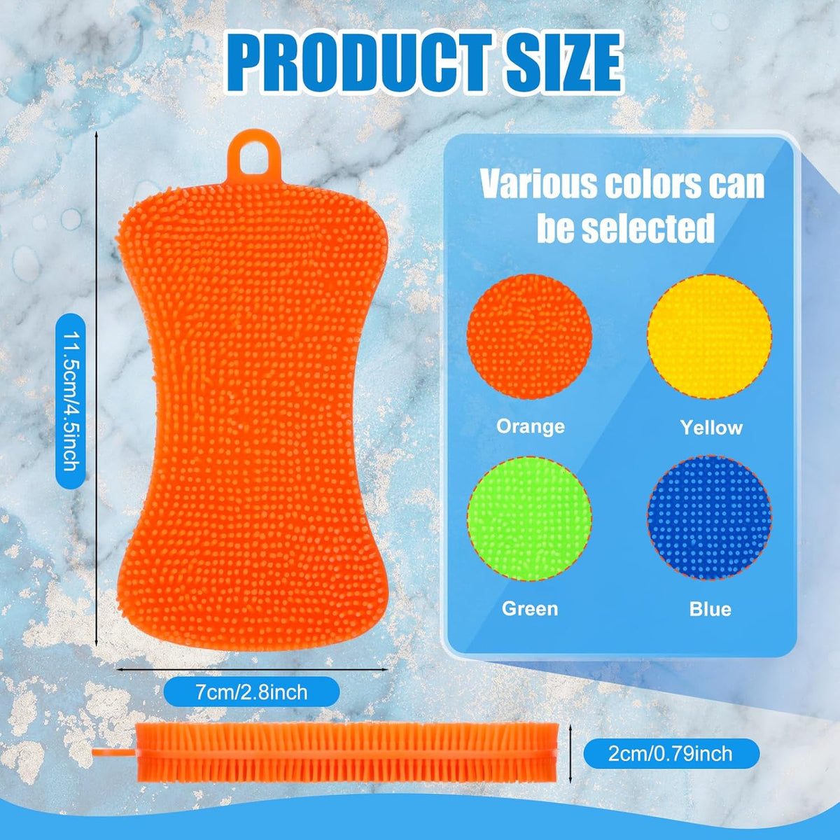Patelai 10 Pieces Silicone Dish Sponge Silicone Scrubber Reusable Kitchen Scrubbing Cleaning Sponge Soft Dish Scrubber for Fruit Vegetable (Hanging Brush)