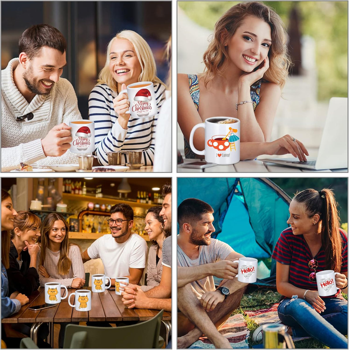 Sublimation Mugs, 12Pcs Coffee Mugs Blank White Ceramic Coffee Mug Set Sublimation Cups 11 oz Christmas Coffee Mug for Hot Chocolate Latte Tea Milk DIY Products