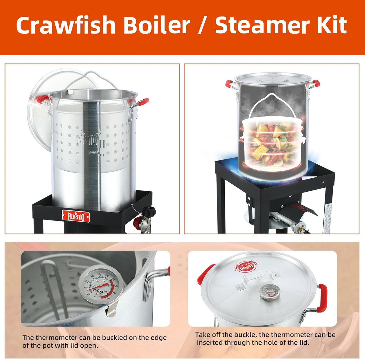 22701A 30QT Turkey & Fish Fryer Set for Outdoor Cooking, CSA Certified,Turkey Deep Fryer Pot with Basket for Thanksgiving Day, 50,000 BTU Propane Burner Outdoor Fryer
