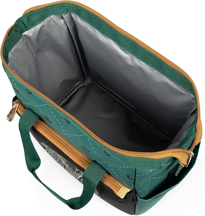 PICNIC TIME Harry Potter Slytherin On The Go Lunch Cooler, Soft Cooler Lunch Box, Insulated Lunch Bag, (Black with Green Accents)