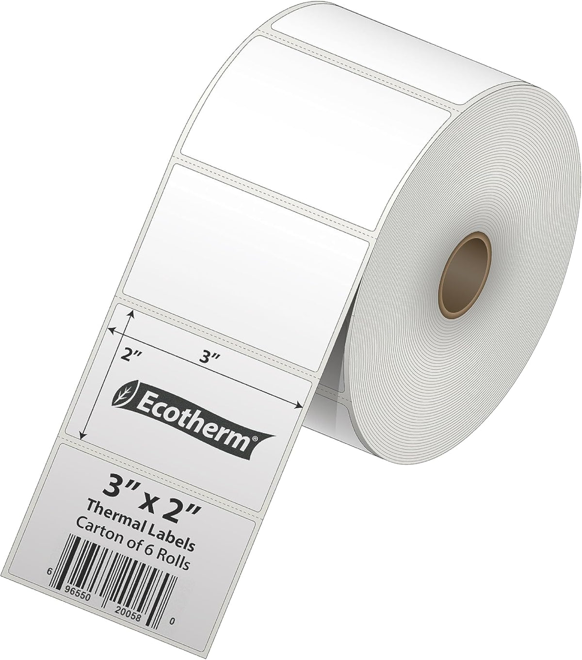 3" x 2" Thermal Labels | 6 Rolls | 7440 Labels | fits Zebra, Munbyn, Rollo, Godex, Arkscan, iDPRT, Offnova Thermal Label Printers and More | Blank White Adhesive Stickers by Ecotherm