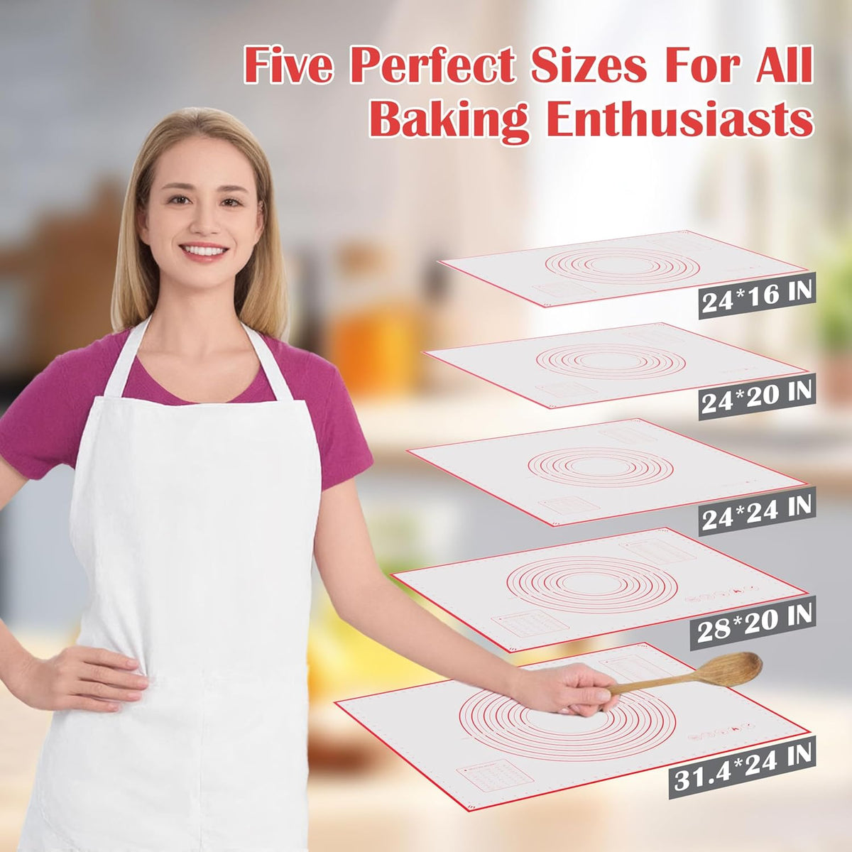 BlueBark 1 PCS - 24"L x 16"W Non-stick Silicone Baking Mat for Pastry & Dough, Sourdough Bread Making Tools, Kitchen Counter, Cooking Enthusiasts