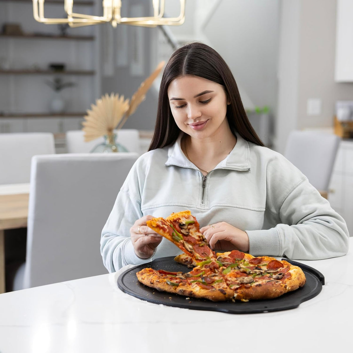 Outset Cast Iron Grill Pizza Pan, 18" Pizza Stone For Oven and Grill