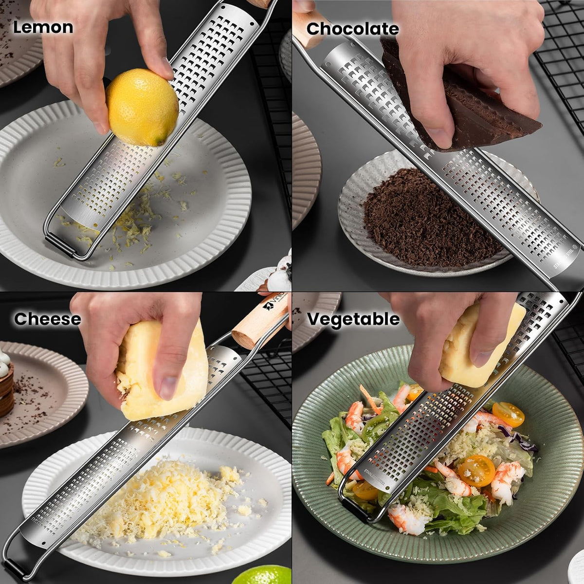 Citrus Lemon Zester & Cheese Grater (Razor-Sharp Stainless Steel Blade & Protect Cover) For Citrus, Parmesan Cheese, Lemon, Ginger, Garlic, Chocolate, Nutmeg, Vegetables and Fruits - Dishwasher Safe