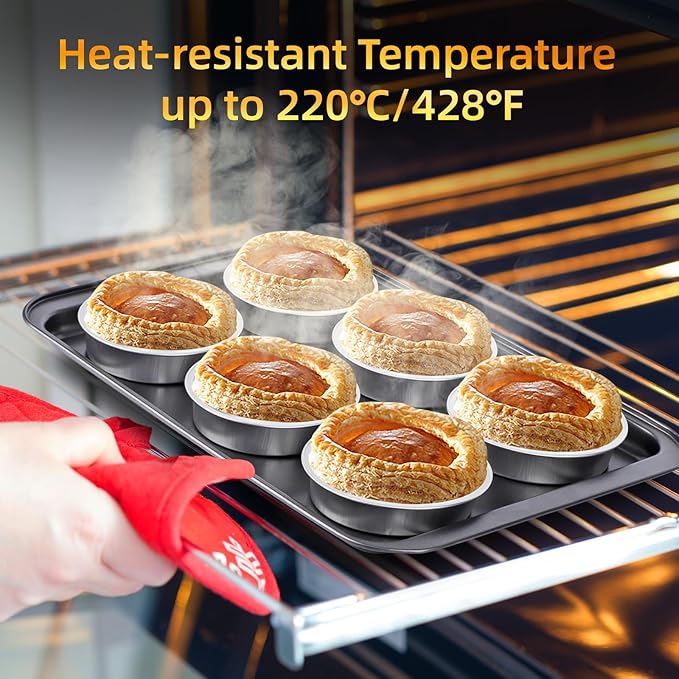 Beasea Mini Pie Pans with Lids, 120 Pack 4 Inch 8oz Disposable Mini Cake Pans Creme Brulee Aluminum Foil Pie Tart Ramekins Tins Silver Small Individual Round Containers Oven Safe for Baking