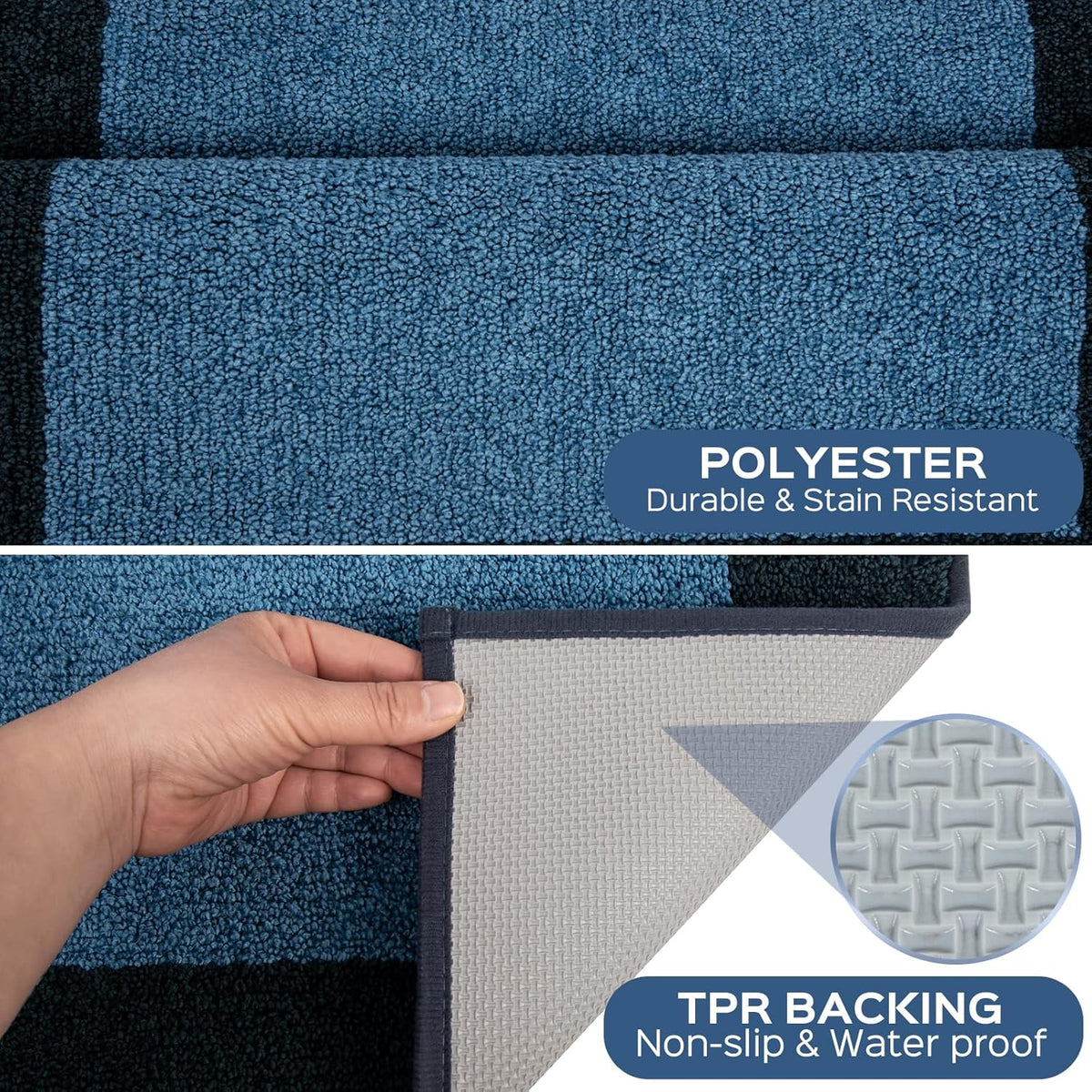 Machine Washable Runner Rug 24" x 70", Non Slip Kitchen Mat for Floor, Absorbent Entryway Rug for Kitchen, Bedroom, Hallway, Bathroom, Door (Roll Packing)