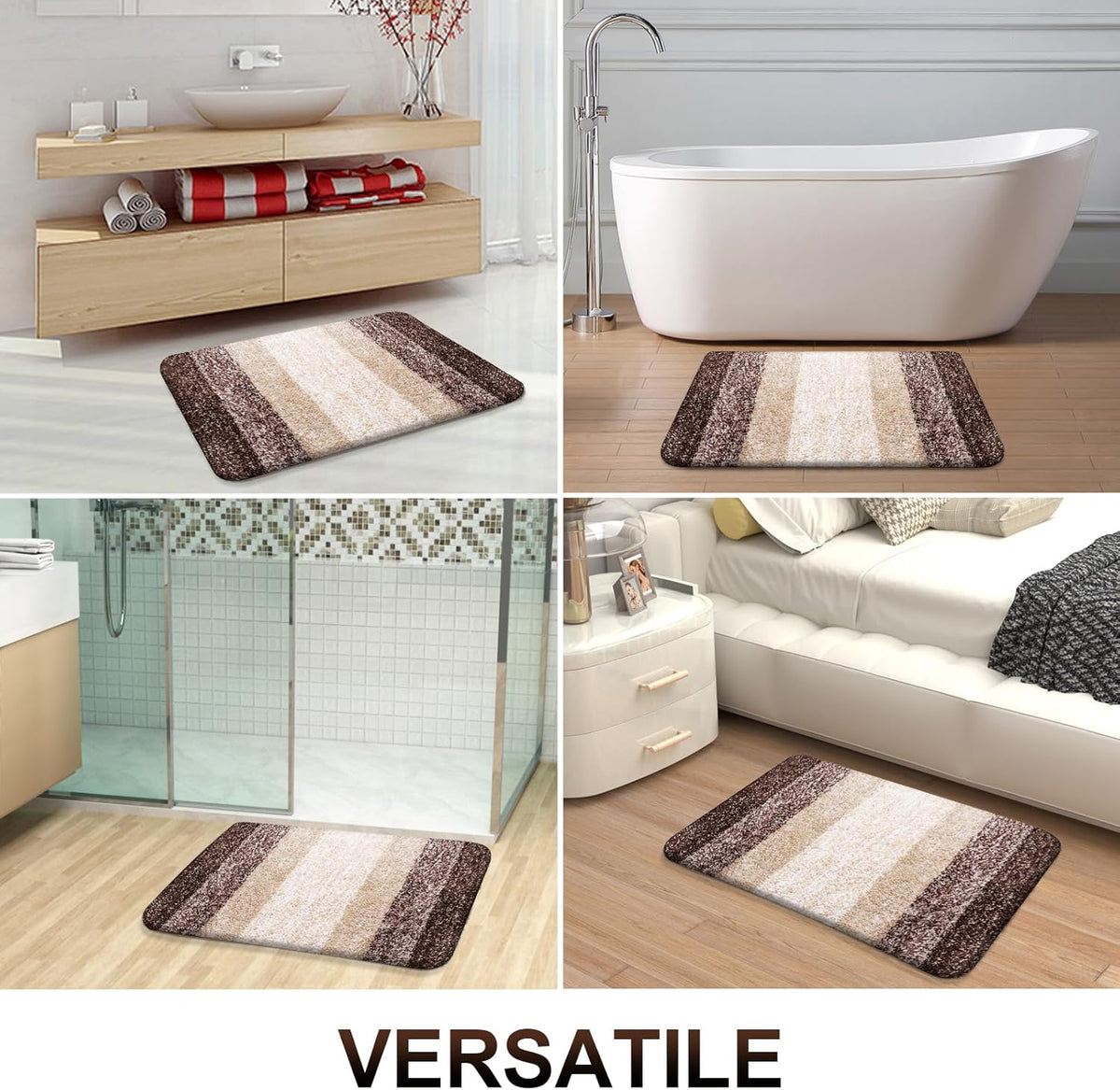 OLANLY Bathroom Rugs Mat 36x24, Extra Soft Absorbent Microfiber Bath Rugs, Rubber Backing, Quick Dry, Machine Washable Bath Mats for Bathroom Floor, Tub and Shower, Home Decor Accessories, Brown