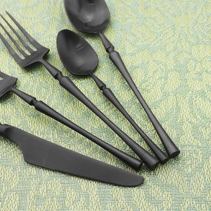 Gugrida Unique & Beautiful Flatware Set - 20 Piece Iridescent Silverware Sets | 18/10 Stainless Steel Reusable Cutlery Set | Black Utensils Service For 4 with Dessert Fork, Knife, Spoon, Dinner Fork