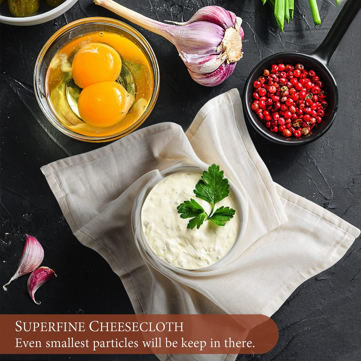 eFond Cheesecloth, Precut 20x20Inch, Hemmed Cheese Cloths for Cooking Reusable and Washable, 100% Unbleached Pure Cotton Muslin Cloths for Straining Butter, Fruit, Coffee (1 Piece)